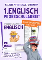 Vorschau - Arbeitsblätter - 1.Englisch Probeschularbeit – 4. Klasse Mittelschule & AHS - Deckblatt