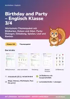 Vorschau - Arbeitsblätter - Birthday and Party | Arbeitsheft, Bildkarten, Spiele + Lernzielkontrolle | Geburtstag, Datum, Einladung, Party | Englisch Klasse 3/4 | mit Lösungen - Deckblatt