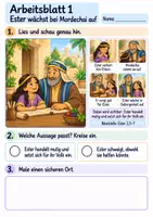 Vorschau - Arbeitsblätter - Ester ist mutig | Religion Klasse 2 Arbeitsblätter | Evangelische Religionslehre | 10 Arbeitsblätter als PDF - Seite 1