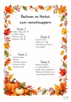 Vorschau - Arbeitsblätter - Rechnen im Herbst Klasse 1 bis 4 zum testen mit Lösungen - Deckblatt
