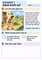 Vorschau - Arbeitsblätter - Jakob – Gott begleitet ihn | Religion Klasse 2 Arbeitsblätter | Evangelische Religionslehre | 10 Arbeitsblätter als PDF - Seite 1