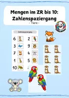 Vorschau - Arbeitsblätter - Zahlenspaziergang - Mengen zählen I ZR 10 Tiere - Deckblatt