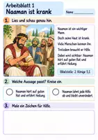 Vorschau - Arbeitsblätter - Naaman wird gesund | Religion Klasse 2 Arbeitsblätter | Evangelische Religionslehre | 10 Arbeitsblätter als PDF - Seite 1