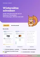 Vorschau - Arbeitsblätter - Wintersätze schreiben | Schreibwerkstatt + Lernzielkontrolle | Purzelsätze, Winterelfchen, Satzkarten | Deutsch Klasse 2/3 | mit Lösungen - Deckblatt