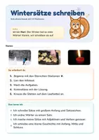 Vorschau - Arbeitsblätter - Wintersätze schreiben | Schreibwerkstatt + Lernzielkontrolle | Purzelsätze, Winterelfchen, Satzkarten | Deutsch Klasse 2/3 | mit Lösungen - Seite 1