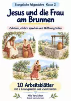 Vorschau - Arbeitsblätter - Jesus und die Frau am Brunnen | Religion Klasse 2 Arbeitsblätter | Evangelische Religionslehre | 10 Arbeitsblätter als PDF - Deckblatt