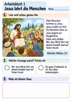 Vorschau - Arbeitsblätter - Jesus erzählt vom Haus auf Fels | Religion Klasse 2 Arbeitsblätter | Evangelische Religionslehre | 10 Arbeitsblätter als PDF - Seite 1