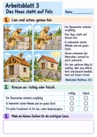 Vorschau - Arbeitsblätter - Jesus erzählt vom Haus auf Fels | Religion Klasse 2 Arbeitsblätter | Evangelische Religionslehre | 10 Arbeitsblätter als PDF - Seite 3