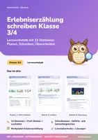 Vorschau - Arbeitsblätter - Erlebniserzählung schreiben | Lernwerkstatt mit 13 Stationen + Lernzielkontrolle | Planen, Schreiben, Überarbeiten | Deutsch Klasse 3/4 | mit Lösungen - Deckblatt