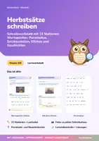 Vorschau - Arbeitsblätter - Herbstsätze schreiben | Lernwerkstatt + Lernzielkontrolle | Wortspeicher Herbst, Mit allen Sinnen, Purzelsätze | Deutsch Klasse 2/3 | mit Lösungen - Deckblatt