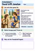 Vorschau - Arbeitsblätter - David und Jonatan halten zusammen | Religion Klasse 2 Arbeitsblätter | Evangelische Religionslehre | 10 Arbeitsblätter als PDF - Seite 1