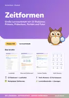 Vorschau - Stationenlernen - Zeitformen | Lernwerkstatt + Lernzielkontrolle | Verben-Tabelle, Präsens, Präteritum | Deutsch Klasse 3/4 | mit Lösungen - Deckblatt