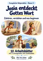 Vorschau - Arbeitsblätter - Josia entdeckt Gottes Wort | Religion Klasse 2 Arbeitsblätter | Evangelische Religionslehre | 10 Arbeitsblätter als PDF - Deckblatt
