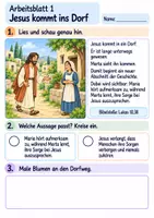 Vorschau - Arbeitsblätter - Maria und Marta hören Jesus zu | Religion Klasse 2 Arbeitsblätter | Evangelische Religionslehre | 10 Arbeitsblätter als PDF - Seite 1