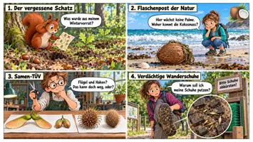 Vorschau - Stundenentwürfe - Samenausbreitung – Wind- und Tierausbreitung | Kreative Unterrichtsstunde Biologie Klasse 5/6 mit Arbeitsblättern, Präsentation, Flugschrauber-Experiment & Lösungen - Seite 1