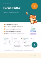 Vorschau - Arbeitsblätter - Herbst-Miniheft Mathe Klasse 2 – Plus, Minus, Zahlenstrahl bis 100, differenziert mit Lösungen - Deckblatt