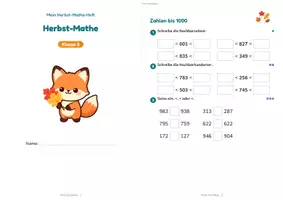 Vorschau - Arbeitsblätter - Herbst-Miniheft Mathe Klasse 3 – Zahlenraum 1000, Einmaleins, Geld, differenziert mit Lösungen - Seite 3