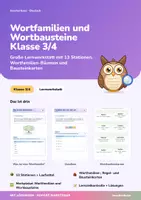 Vorschau - Arbeitsblätter - Wortfamilien und Wortbausteine | Lernwerkstatt mit 13 Stationen + Lernzielkontrolle | Vorsilben, Nachsilben, Wortstamm | Deutsch Klasse 3/4 | mit Lösungen - Deckblatt