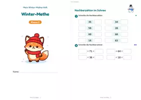 Vorschau - Arbeitsblätter - Winter-Miniheft Mathe Klasse 2 – Plus, Minus, Zahlenstrahl bis 100, differenziert mit Lösungen - Seite 3
