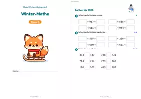 Vorschau - Arbeitsblätter - Winter-Miniheft Mathe Klasse 3 – Zahlenraum 1000, Einmaleins, Geld, differenziert mit Lösungen - Seite 3