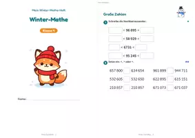 Vorschau - Arbeitsblätter - Winter-Miniheft Mathe Klasse 4 – große Zahlen, schriftlich rechnen, Größen, differenziert mit Lösungen - Seite 3