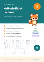 Vorschau - Arbeitsblätter - Halbschriftlich rechnen bis 1000 – Klasse 3: Plus und Minus schrittweise, stellenweise, mit Lösungen - Deckblatt