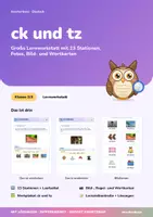 Vorschau - Stationenlernen - ck und tz | Lernwerkstatt + Lernzielkontrolle | Rechtschreibung nach kurzem Vokal, Bild- und Wortkarten | Deutsch Klasse 2/3 | mit Lösungen - Deckblatt
