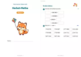 Vorschau - Arbeitsblätter - Herbst-Miniheft Mathe Klasse 4 – große Zahlen, schriftlich rechnen, Größen, differenziert mit Lösungen - Seite 3