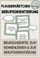 Vorschau - Spiele - Plauderkärtchen – Bewegungsspiel zum Kennenlernen & zur Berufsorientierung - Deckblatt