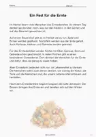 Vorschau - Arbeitsblätter - Religion/ Ethik | Herbst | Erntedank | Das Erntedankfest |Was ist das Erntedankfest ?| Lesetext mit Aufgaben ab der 2.Klasse Arbeitsblätter mit Lösungen 🌾🧑🏼🌾 - Seite 1