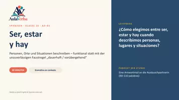 Vorschau - Stundenentwürfe - Ser, estar y hay en contexto | Spanisch Klasse 10 | Personen, Orte & Situationen beschreiben | 90 Min - Seite 1
