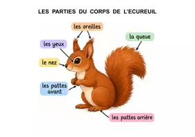 Aperçu - Feuilles d'exercices - Les parties du corps de l'écureuil (maternelle, CP, inclusion) - Page 1