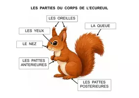 Aperçu - Feuilles d'exercices - Les parties du corps de l'écureuil (maternelle, CP, inclusion) - Page de couverture