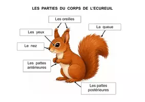 Aperçu - Feuilles d'exercices - Les parties du corps de l'écureuil (maternelle, CP, inclusion) - Page 2