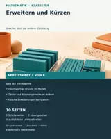 Vorschau - Unterrichtsreihen - Erweitern und Kürzen | Mathematik · Klasse 5/6 | Arbeitsheft mit Lösungen und Lehrkraftteil - Deckblatt
