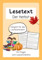 Vorschau - Arbeitsblätter - Lesetext/ Lesetandem "Der Herbst" mit Fragen (Klasse 2,3,4) - Deckblatt