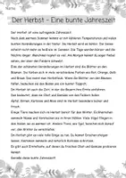 Vorschau - Arbeitsblätter - Lesetext/ Lesetandem "Der Herbst" mit Fragen (Klasse 2,3,4) - Seite 1