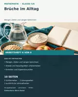 Vorschau - Unterrichtsreihen - Brüche im Alltag | Mathematik · Klasse 5/6 | Arbeitsheft mit Lösungen und Lehrkraftteil - Deckblatt