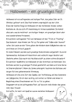 Vorschau - Arbeitsblätter - Lesetext/ Lesetandem "Halloween" mit Fragen (Klasse 2,3,4) - Seite 1