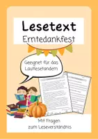 Vorschau - Arbeitsblätter - Lesetext/ Lesetandem "Erntedankfest" mit Fragen (Klasse 2,3,4) - Deckblatt