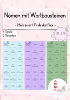 Vorschau - Stationenlernen - Nominalisierung mit -ung, -heit, -keit, -nis Spiel Merk es dir (Kl. 3/4) - Deckblatt
