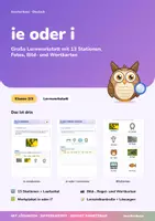Vorschau - Stationenlernen - ie oder i | Lernwerkstatt + Lernzielkontrolle | Langes i hören und richtig schreiben, Bild- und Wortkarten | Deutsch Klasse 2/3 | mit Lösungen - Deckblatt