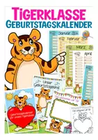 Vorschau - Mal- und Bastelvorlagen - Geburtstagskalender Tiger / Tigerklasse - Deckblatt