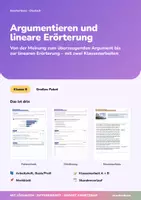 Vorschau - Unterrichtsreihen - Argumentieren und lineare Erörterung | Arbeitsheft + 2 Klassenarbeiten | Argumente aufbauen, Gliederung, Musteraufsatz | Deutsch Klasse 8/9 | mit Lösungen - Deckblatt