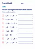 Vorschau - Arbeitsblätter - Positive und negative Dezimalzahlen addieren Klasse 6 Gymnasium | Mathematik Sekundarstufe I | 10 Arbeitsblätter mit Lösungen als PDF - Seite 2