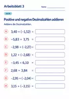Vorschau - Arbeitsblätter - Positive und negative Dezimalzahlen addieren Klasse 6 Gymnasium | Mathematik Sekundarstufe I | 10 Arbeitsblätter mit Lösungen als PDF - Seite 3