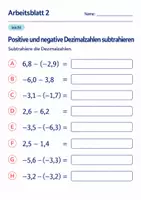 Vorschau - Arbeitsblätter - Positive und negative Dezimalzahlen subtrahieren Klasse 6 Gymnasium | Mathematik Sekundarstufe I | 10 Arbeitsblätter mit Lösungen als PDF - Seite 2