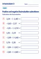 Vorschau - Arbeitsblätter - Positive und negative Dezimalzahlen subtrahieren Klasse 6 Gymnasium | Mathematik Sekundarstufe I | 10 Arbeitsblätter mit Lösungen als PDF - Seite 3