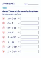 Vorschau - Arbeitsblätter - Ganze Zahlen addieren und subtrahieren Klasse 6 Gymnasium | Mathematik Sekundarstufe I | 10 Arbeitsblätter mit Lösungen als PDF - Seite 2