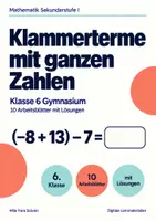 Vorschau - Arbeitsblätter - Klammerterme mit ganzen Zahlen Klasse 6 Gymnasium | Mathematik Sekundarstufe I | 10 Arbeitsblätter mit Lösungen als PDF - Deckblatt